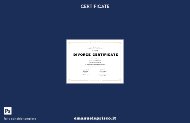 modello di certificato di divorzio USA in stile verificato